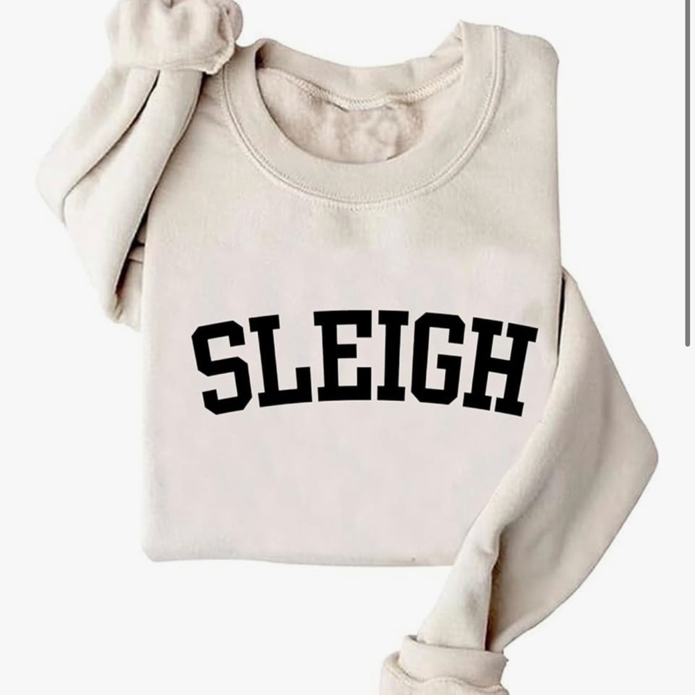 Amazon Sweatshirt with Black 'SLEIGH' Design- nwot